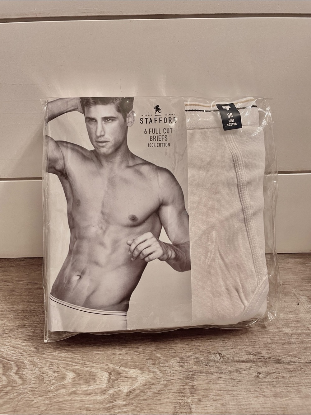 NWT VTG Stafford White Men's Full-Cut Briefs - 6 Pack size 38